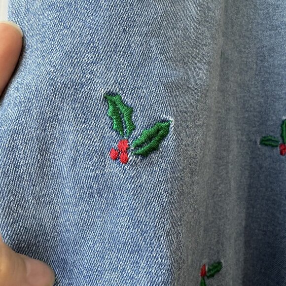 Vintage Quaker Factory Jeans Sz 24W Women’s Cherry Embroidery Print High Rise - Picture 7 of 15